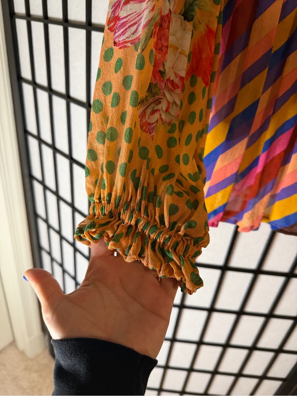 Anthropologie Bl^nk London Multicolor Chevron & Floral Blouse Small - Picture 4 of 5